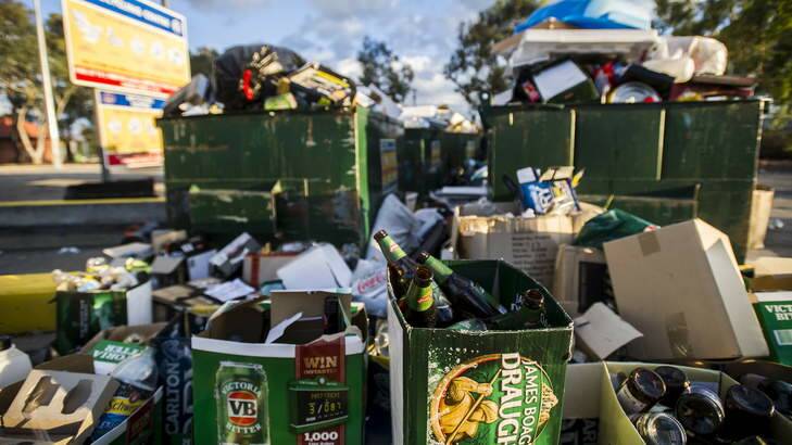 Canberrans have been warned that the summer party season could see recycling piles return. Photo: Rohan Thomson