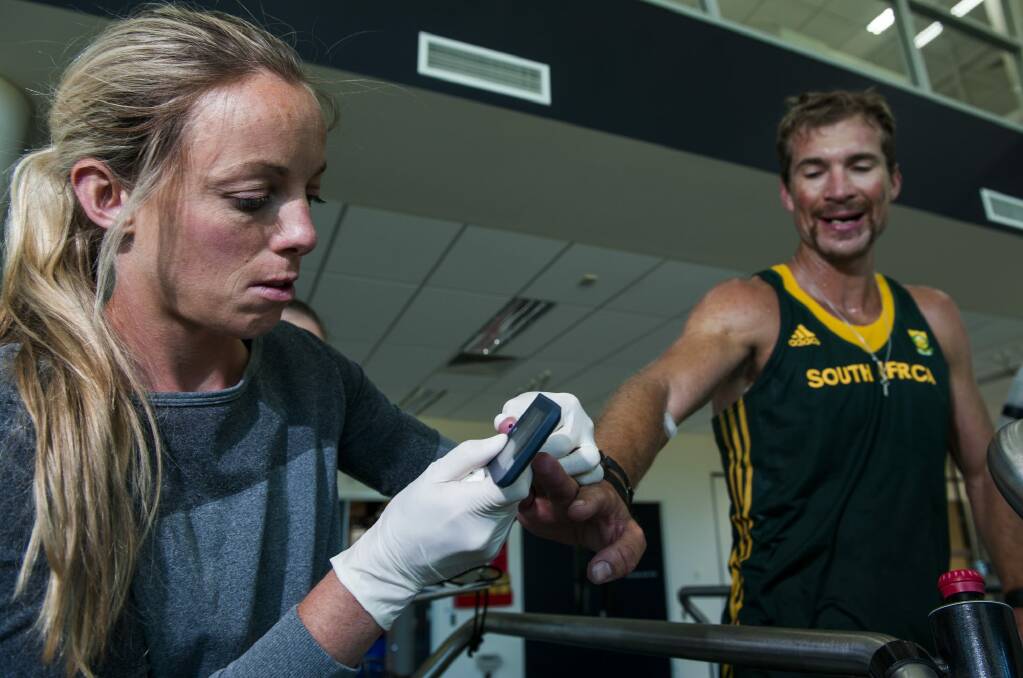 Athletes had their blood glucose measured halfway through their sessions. Photo: Elesa Kurtz