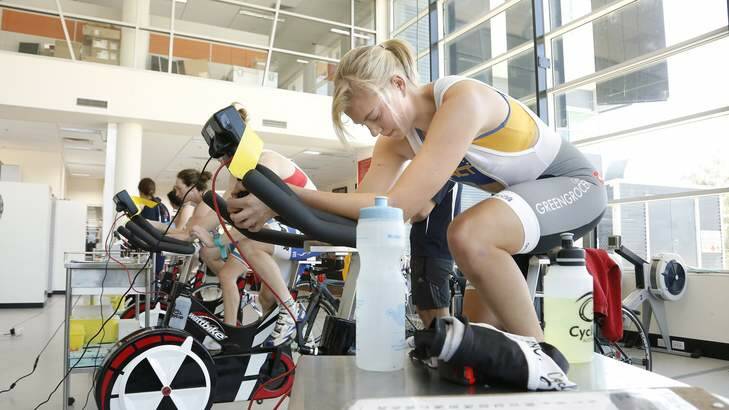 Louisa Lobigs sweats it out at the AIS camp on Wednesday. Photo: Jeffrey Chan