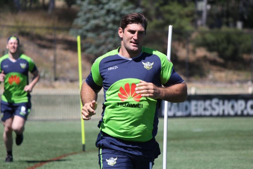 Canberra Raiders recruit Dave Taylor at training. Photo: Raiders Media