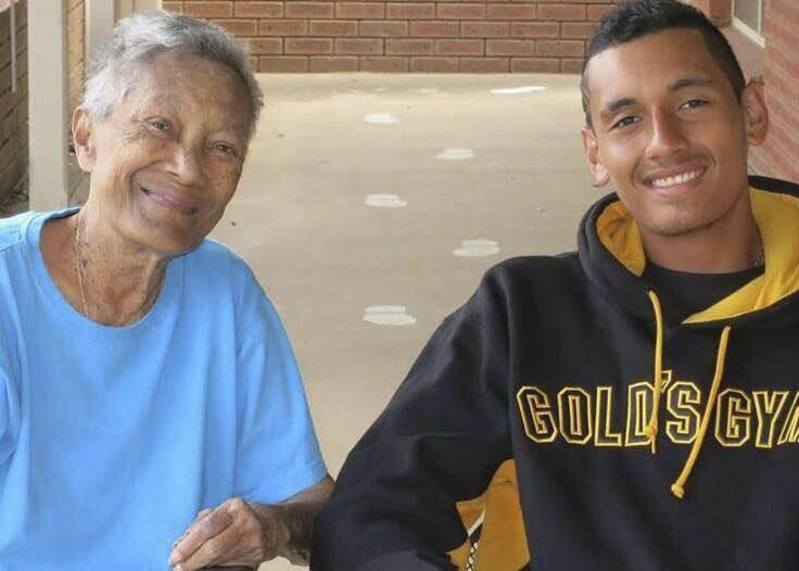 Nick Kyrgios with his grandmother Julianah Foster. ‘‘She was a massive part of me, my brother and my sister’s life,’’ Kyrgios said. Photo: Fairfax Media