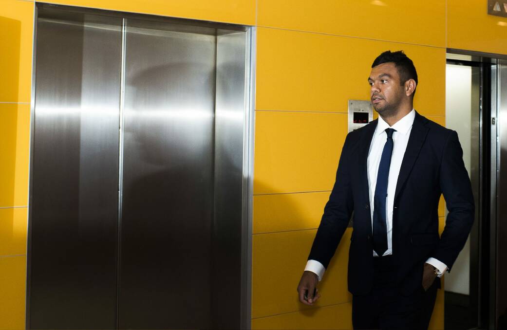 From the courtroom to the dressing room: Kurtley Beale is back with the Wallabies less than a month after being fined $45,000 for sending lewd picture messages to former team manager Di Patston. Photo: Christopher Pearce