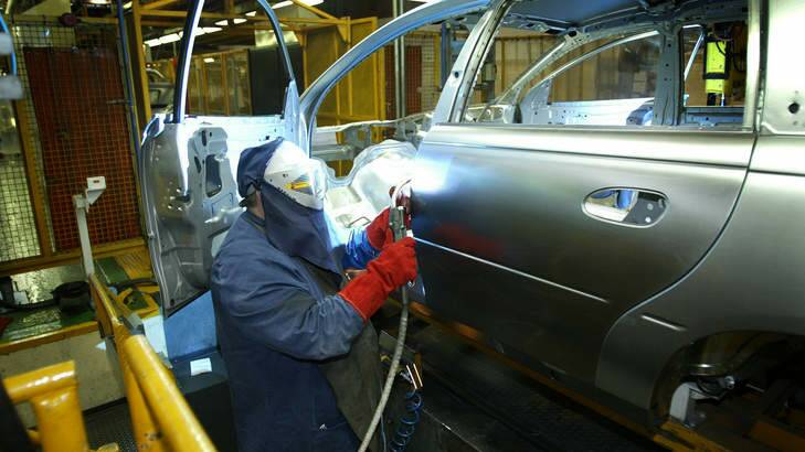 Car production at Holden's Elizabeth factory in Adelaide. Photo: Bryan Charlton