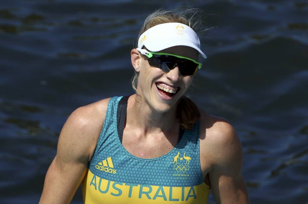 Kim Brennan's ecstasy and relief was plain for the world to see when she won the single-sculls gold medal at the Rio Olympic Games. Photo: AP