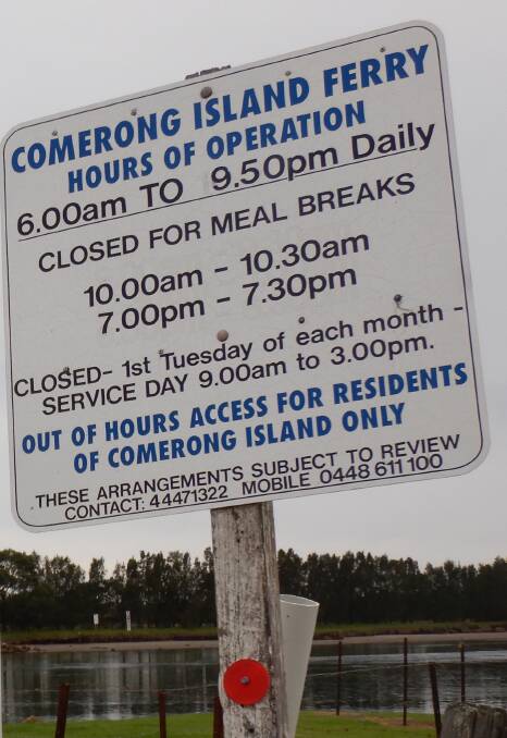Don’t plan to catch the ferry across Berry’s Canal at meal times. Photo: Tim the Yowie Man