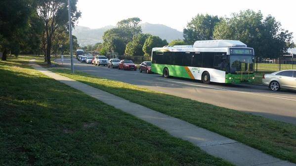 Traffic banked up in Tuggeranong on Wednesday. Photo: Laura Marsh