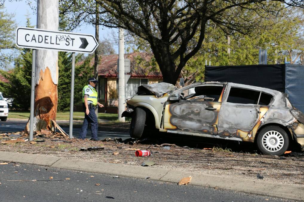 A firey car accident in Downer on October 9, 2016.