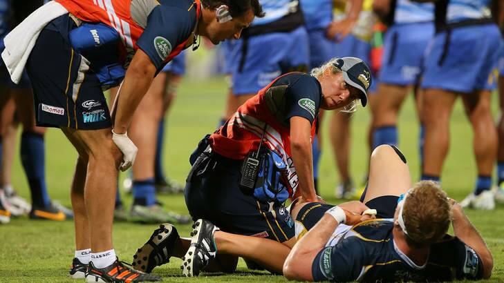 More scans ... David Pocock of the Brumbies receives medical attention to his knee during the round three Super Rugby against the Western Force. Photo: Getty