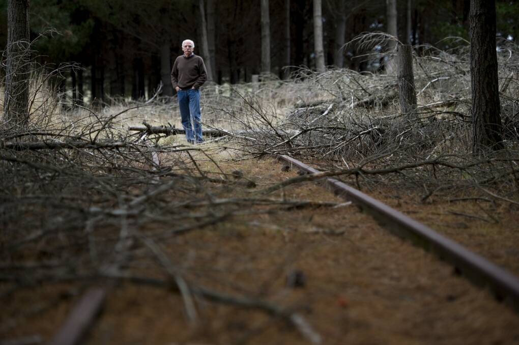 Cycle trail supporter Bill Taylor on the unused rail line near Bungendore.
 Photo: Jay Cronan