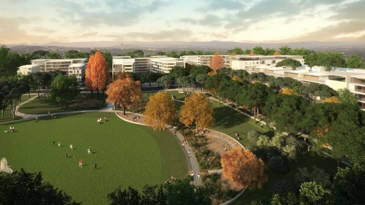 An artist's impression of the Campbell Section 5 project, on the corner of Anzac Parade and Constitution Avenue.