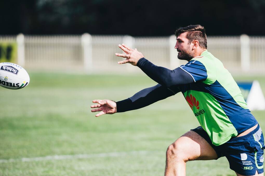 Raiders' Dave Taylor at training on Wednesday morning.  Photo: Rohan Thomson
