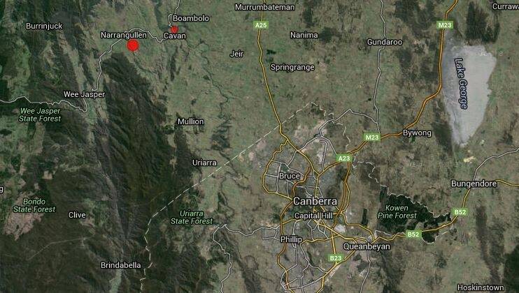 The earthquake was near Wee Jasper Photo: Geoscience Australia