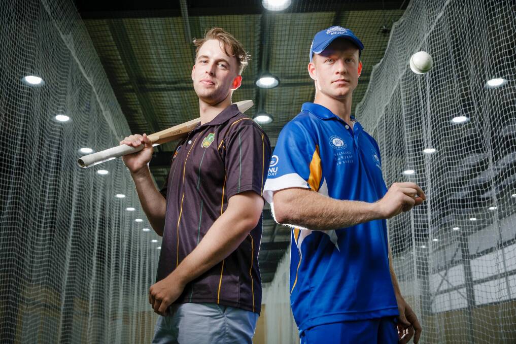 Cricketers Robbie Trickett (Weston Creek Molonglo) and Michael Ninneman (ANU) will face off in this weekend's John Gallop Cup.  Photo: Sitthixay Ditthavong