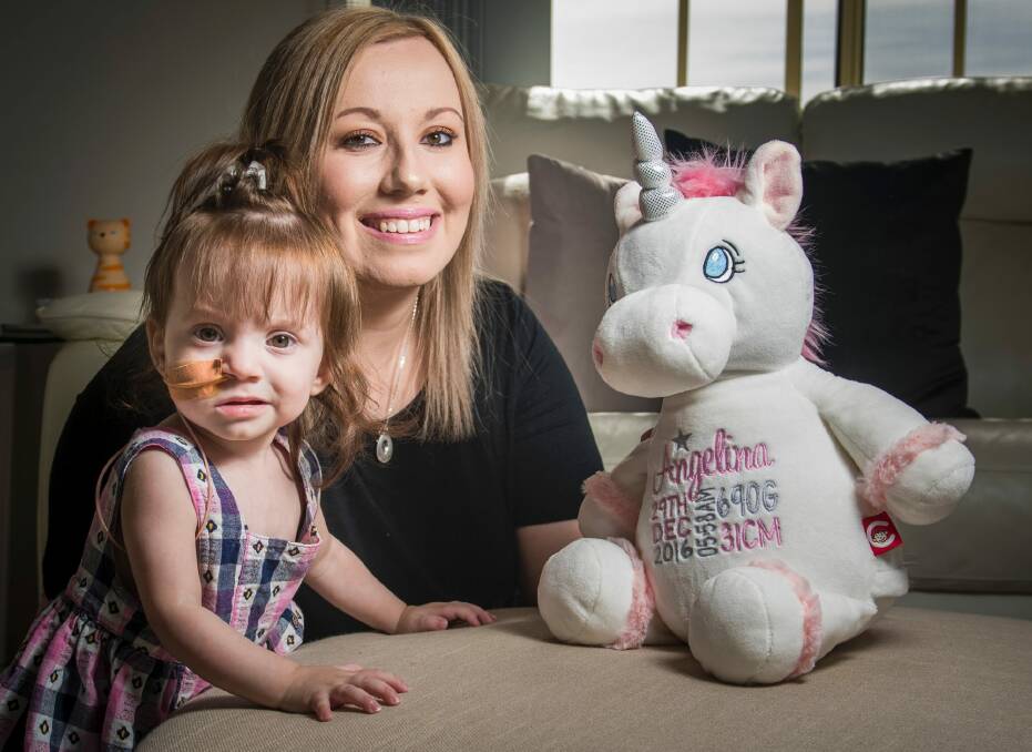 Yvonne Doreski with her daughter Angelina, who was born very premature at The Canberra Hospital is celebrating one year at home thanks to advances in services offered. Photo Elesa Kurtz Photo: Elesa Kurtz