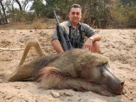 Nick Haridemos with the same baboon killed on a hunting trip to Zimbabwe in 2014.  Photo: Photobucket