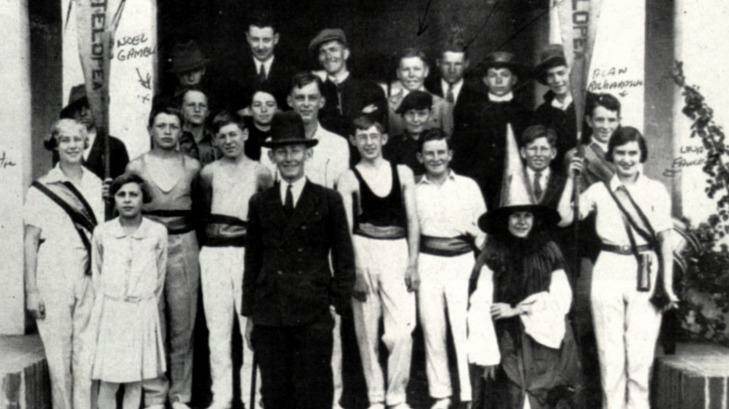 A young Gough, second from left in the back row, with classmates in a school concert photo.