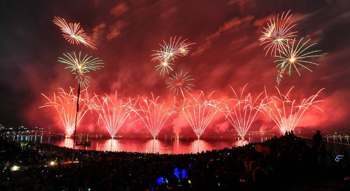 Skyfire erupts over a crowded Reconciliation Place in a truly awesome display.  Photo: Gary Schafer