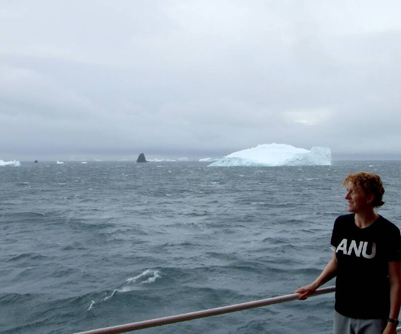 Dr Ceridwen Fraser from ANU on a voyage to Antarctica. Photo: Supplied