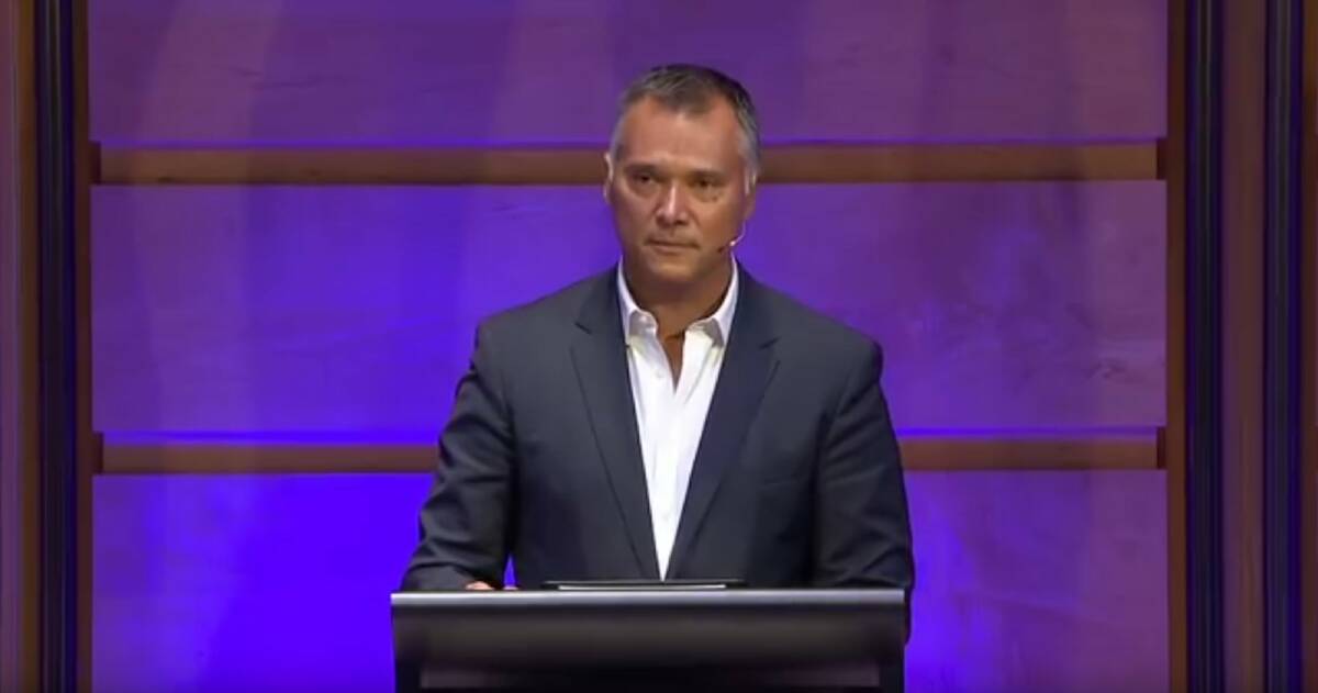 Stan Grant delivers his speech at the  IQ2 racism debate.  Photo: Supplied