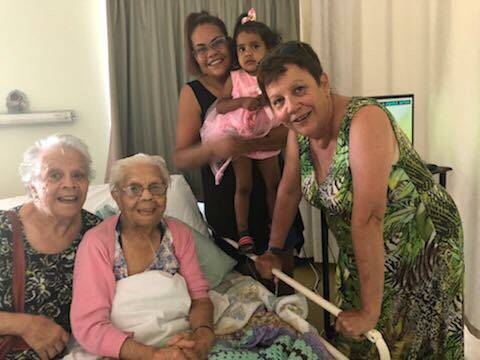 Five generations of Dharrawal women: Tracey Whetnall (far right) pictured in January with her mother Iris Fowler (left), grandmother Ellen James, daugther Shara and granddaughter, Kalina. Photo: Supplied