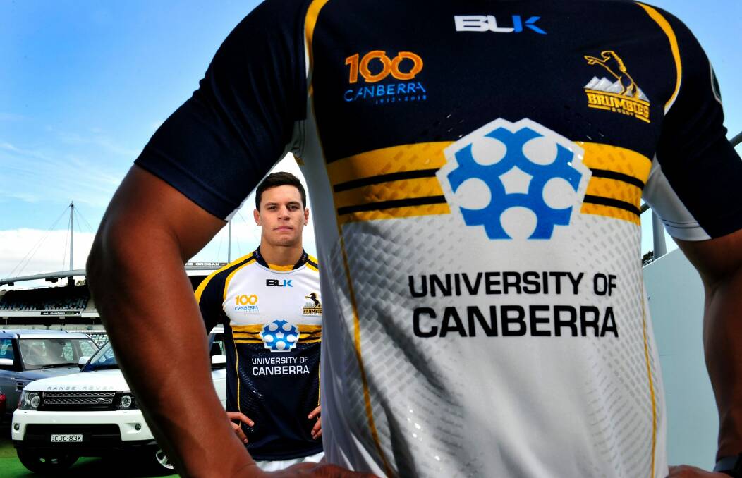 The Brumbies will wear a jersey with a white torso in 2017, similar to the traditional strip in this photo. Photo: Melissa Adams