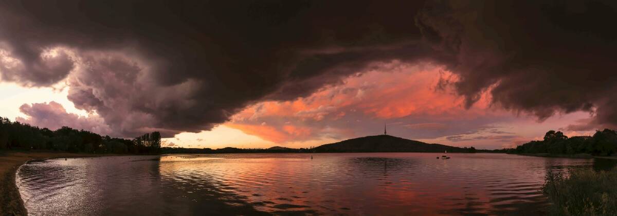 Fast-moving cloud formations at sunset at Yarralumla Bay. This photo was submitted to The Canberra Times spring photo competition.  Photo: Marina McDonald