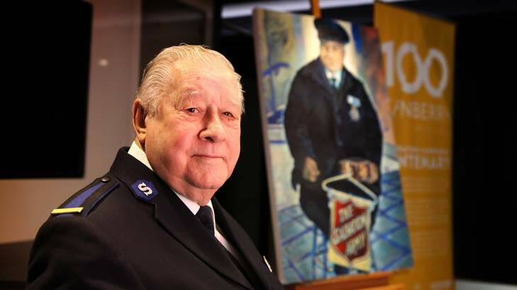 PLEASED: The Salvation Army's Alan Jessop with his portrait by local artist Barbara Van Der Linden. It will be on display next month. Photo: Katherine Griffiths