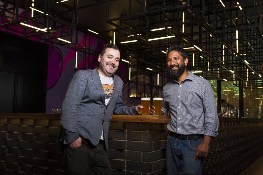 Culinary consultant Damian Brabender and general manager Suranga Abeygunasekara in the new Union Bar.  Photo: Dion Georgopoulos