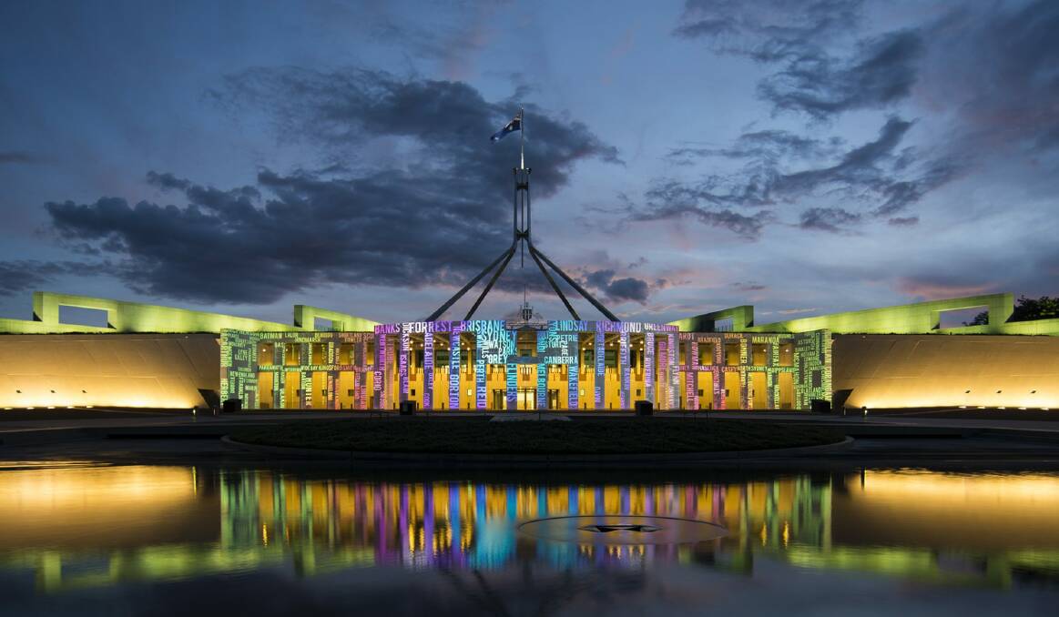 Parliament House lit up for Enlighten. Photo: supplied