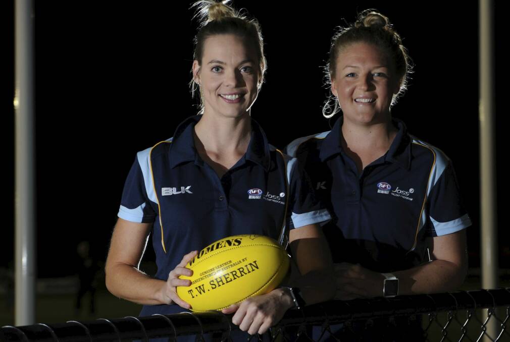 Belconnen Magpies player Talia Radan (left) will be joined in the AFL Women's league by teammate Hannah Wallett. Photo: Graham Tidy