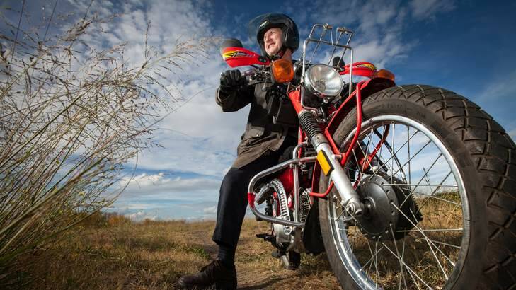 Mark Carmody, former weather guru and ambassador for the Centenary Rally, talks about his recent adventures on a postie bike riding in America and from London to Istanbul. Photo: Katherine Griffiths