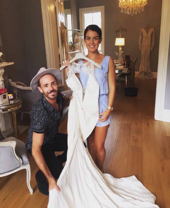 Brittney Wicks - the future Mrs Jarrod Croker - with her stylist for the big day, Donny Galella. Photo: Supplied