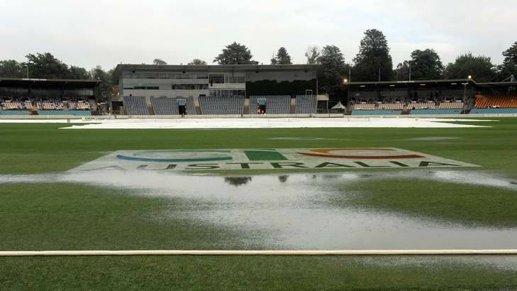 The Prime Minister's XI cricket match at Manuka Oval was abandoned last year due to the rain. Photo: Graham Tidy