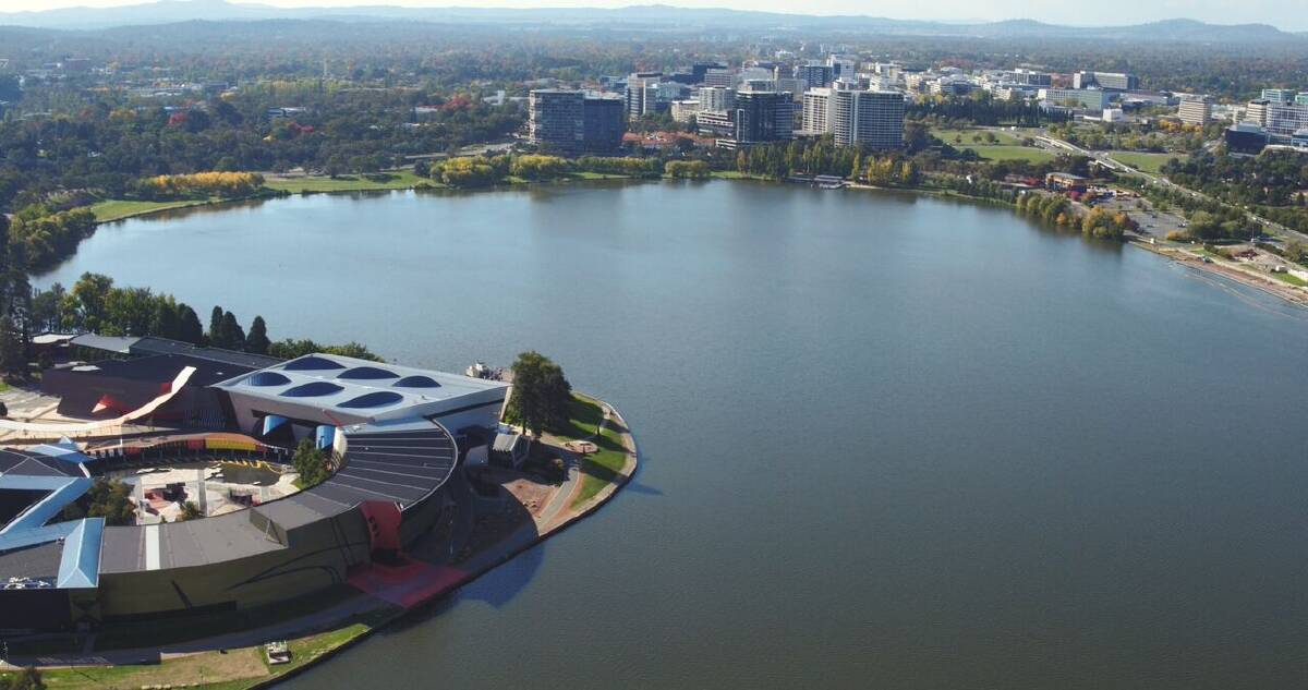 Lake Burley Griffin's West Basin, with the National Museum of Australia in the foreground. The National Capital Authority has released a plan to renew Acton Peninsula. Photo: National Capital Authority