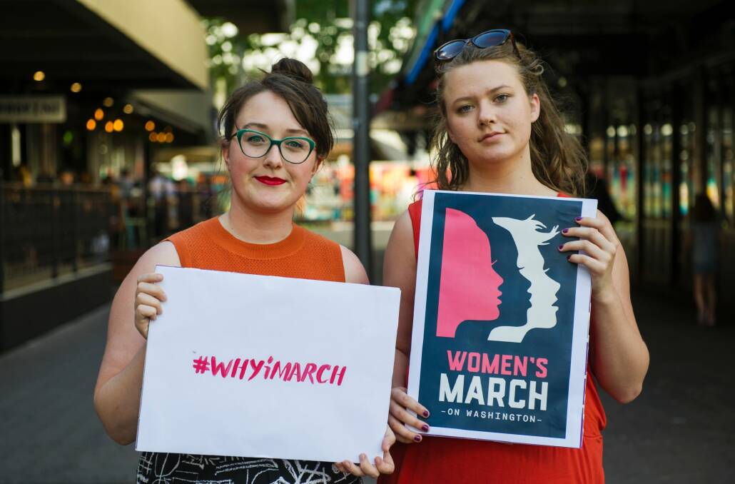 Coordinators of Women's March Canberra, Codie Bell and Lizzy O'Shea.  Photo: Elesa Kurtz
