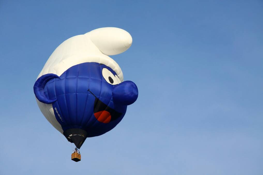 This Smurf balloon from Belgium will make its Australian debut at the Canberra Balloon Spectacular. Photo: Supplied