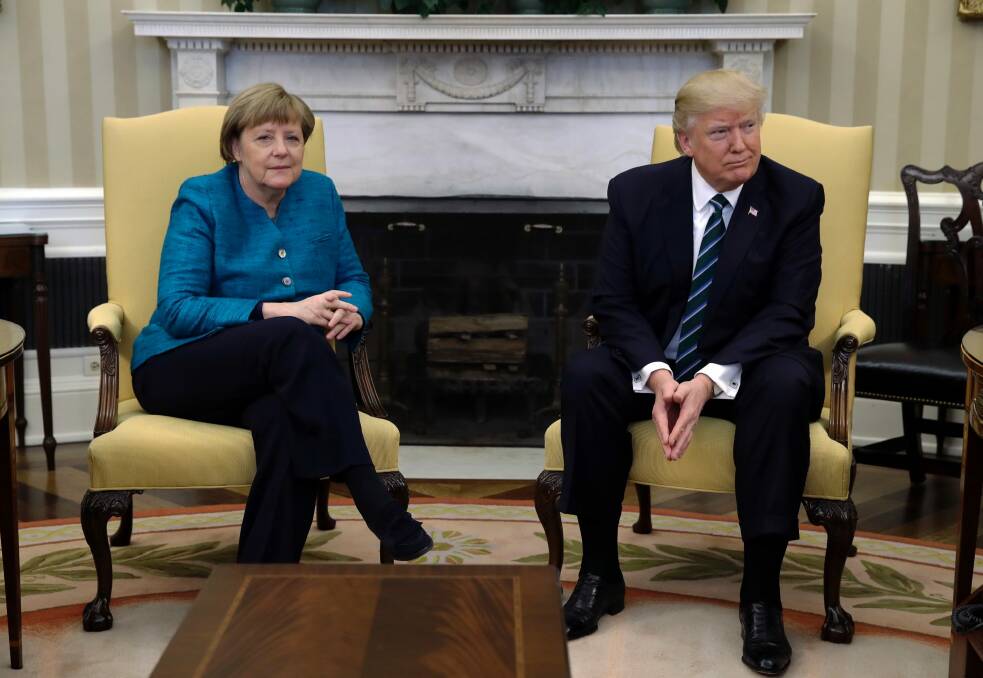 German Chancellor Angela Merkel and US President Donald Trump during their March meeting in Washington DC. Photo: AP