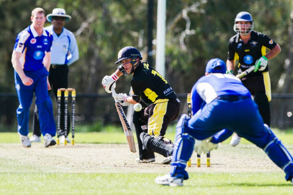 Cricket ACT Regional Twenty20 Cup: Ginninderra v ANU at Kippax. Ginninderra's Jordie Misic Photo: Rohan Thomson