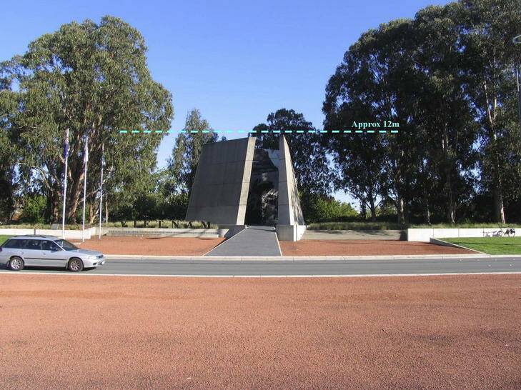 The 12m height limit against the The Australian Vietnam Forces National Memorial which is already on Anzac Parade. Photo: supplied