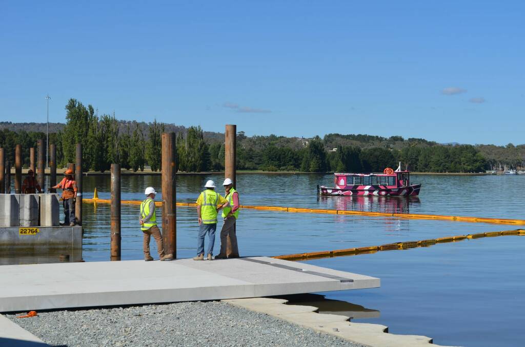 Work has begun on a new 150-metre concrete boardwalk on Lake Burley Griffin's West Basin. It is the first stage of the City to the Lake project. Photo: ACT government