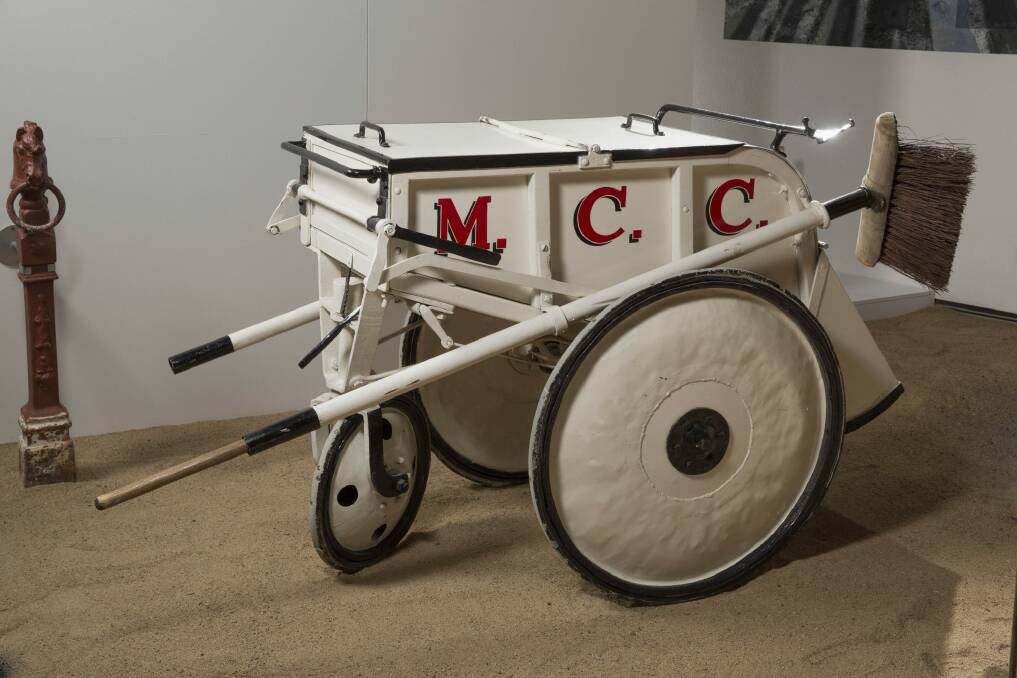 A Melbourne City Council orderly cart and broom, about 1936, National Museum of Australia. Photo: George Serras