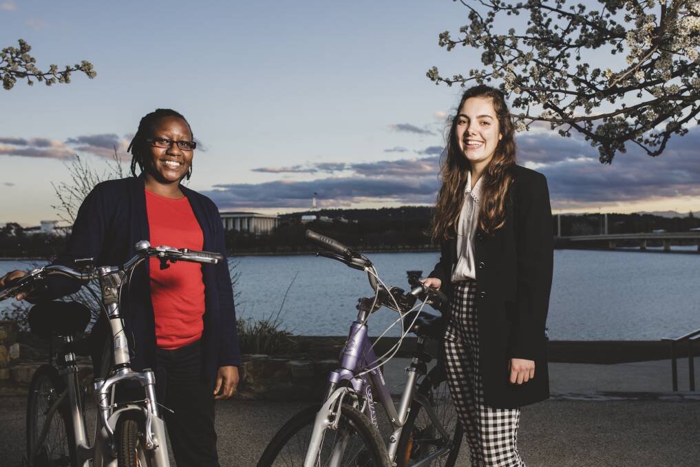 Girls on Bikes ACT coach Mumbi and program director and founder Sophie Fisher. Photo: Jamila Toderas