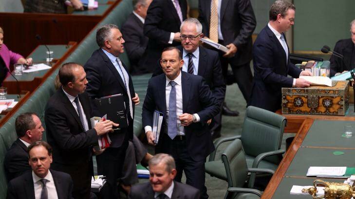 Tony Abbott leaves question time on Thursday. Photo: Andrew Meares