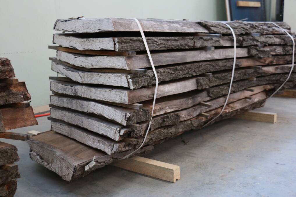 Timber used by Rolf Barfoed and Douglas Keith to create the tables. About 10 tonnes of usable timber was salvaged from the Eleanor tree. Photo: Rolf Barfoed
