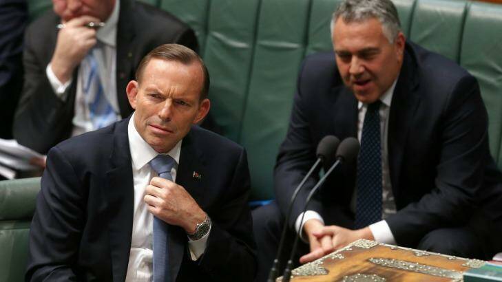 Prime Minister Tony Abbott and Treasurer Joe Hockey during question time. Photo: Alex Ellinghausen