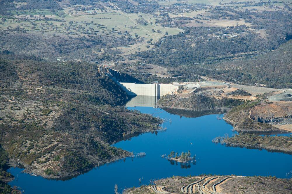 An aerial photo of the enlarged Cotter dam.  Photo: Supplied