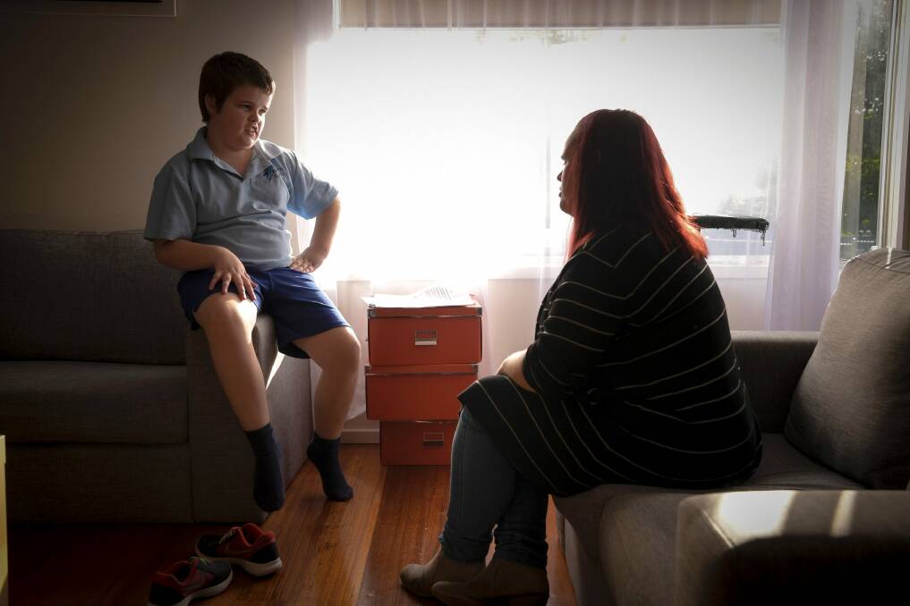 Kate and her son Angus, who is autistic and has ADHD. Photo: Eddie Jim