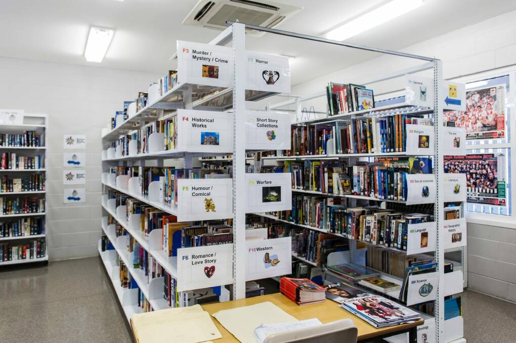 The library collection at the Alexander Maconochie Centre contains about 5000 items. Photo: Rohan Thomson