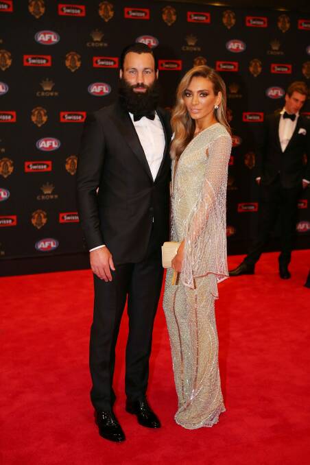 Jimmy Bartel of the Geelong Cats and Nadia Bartel. Photo: Pat Scala
