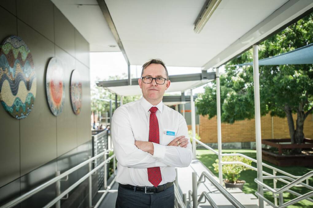Brad Gaynor, Principal of Holy Spirit Primary and head of Catholic Principals Association speaks about a report showing principals are very stressed, under threat of violence. Photo: karleen minney